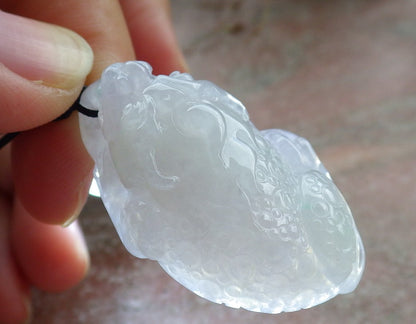 Certified Lavender Burma 100% Natural A Jade jadeite Pendant Frog Toad Coin Ruyi Necklace 招财蟾 631151 TN