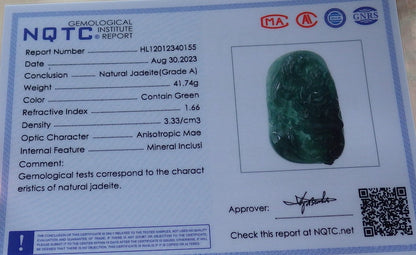 Atestita Glacia Verda Birmo 100% Natura A Jadejadeita Pendanta Drako-Koliero 生意兴隆 631159 TN