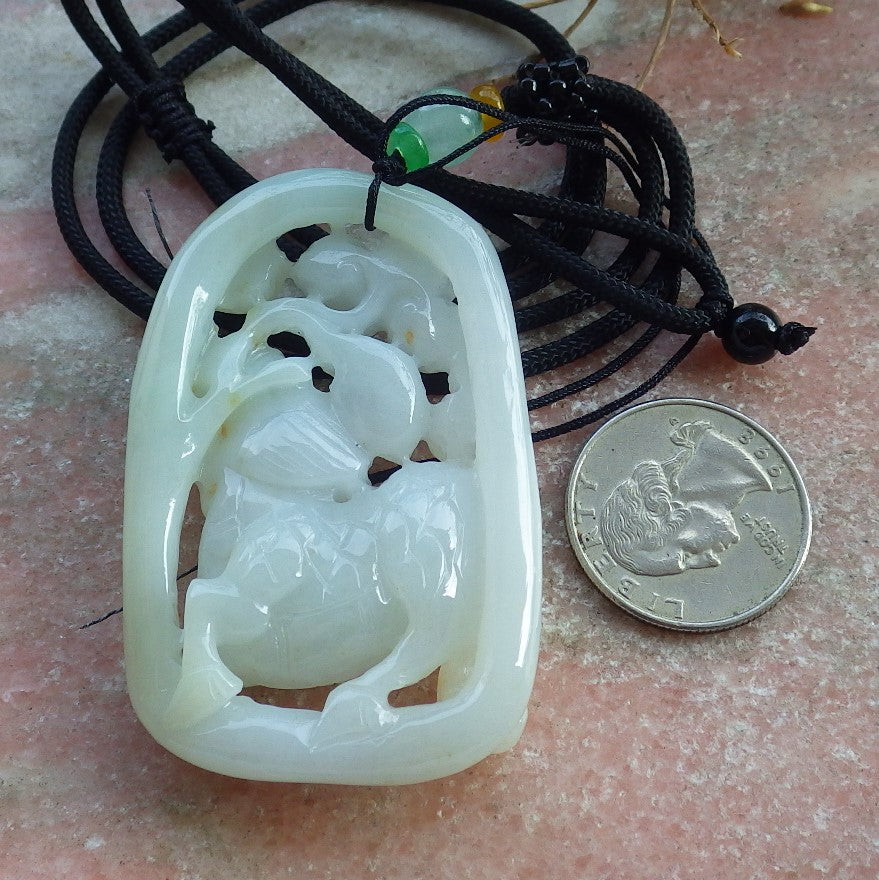Certified Yellow Burma 100% Natural A Jade jadeite Pendant Dragon Kai Lun Ruyi Necklace 生意兴隆 631234 TN