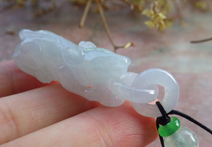 Certified Icy Green Pale Lavender Burma 100% Natural A Jade jadeite Pendant Mouse Rat Coin CIrcle Necklace W Ring 发财鼠 631275 TN