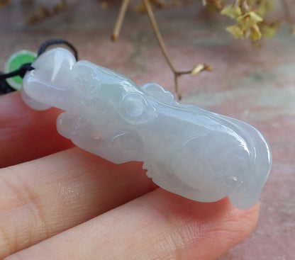 Certified Icy Green Pale Lavender Burma 100% Natural A Jade jadeite Pendant Mouse Rat Coin CIrcle Necklace W Ring 发财鼠 631275 TN