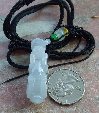 Certified Icy Green Pale Lavender Burma 100% Natural A Jade jadeite Pendant Mouse Rat Coin CIrcle Necklace W Ring 发财鼠 631275 TN