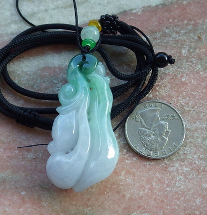 Certified Green Burma 100% Natural A Jade jadeite Pendant Frog Toad Ruyi Necklace 招财蟾 631299 TN