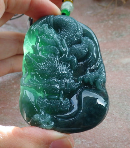 Atestita Glacia Verda Birmo 100% Natura A Jadejadeita Penda Drako-Koliero 生意兴隆 631375 TN