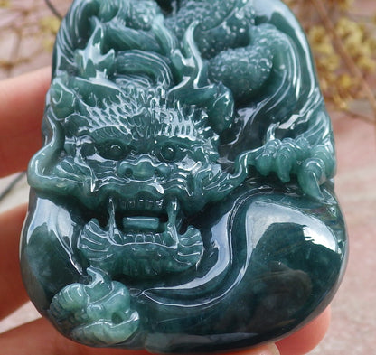 Atestita Glacia Verda Birmo 100% Natura A Jadejadeita Penda Drako-Koliero 生意兴隆 631375 TN