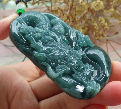 Atestita Glacia Verda Birmo 100% Natura A Jadejadeita Penda Drako-Koliero 生意兴隆 631375 TN