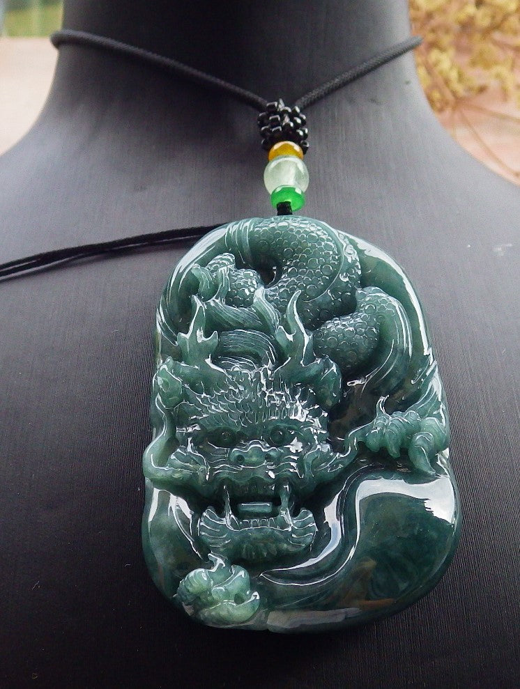 Atestita Glacia Verda Birmo 100% Natura A Jadejadeita Penda Drako-Koliero 生意兴隆 631375 TN