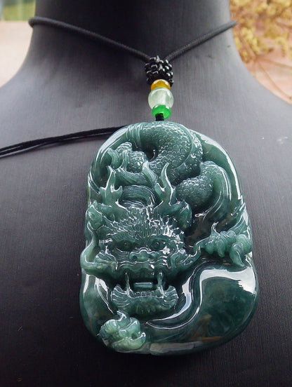 Atestita Glacia Verda Birmo 100% Natura A Jadejadeita Penda Drako-Koliero 生意兴隆 631375 TN