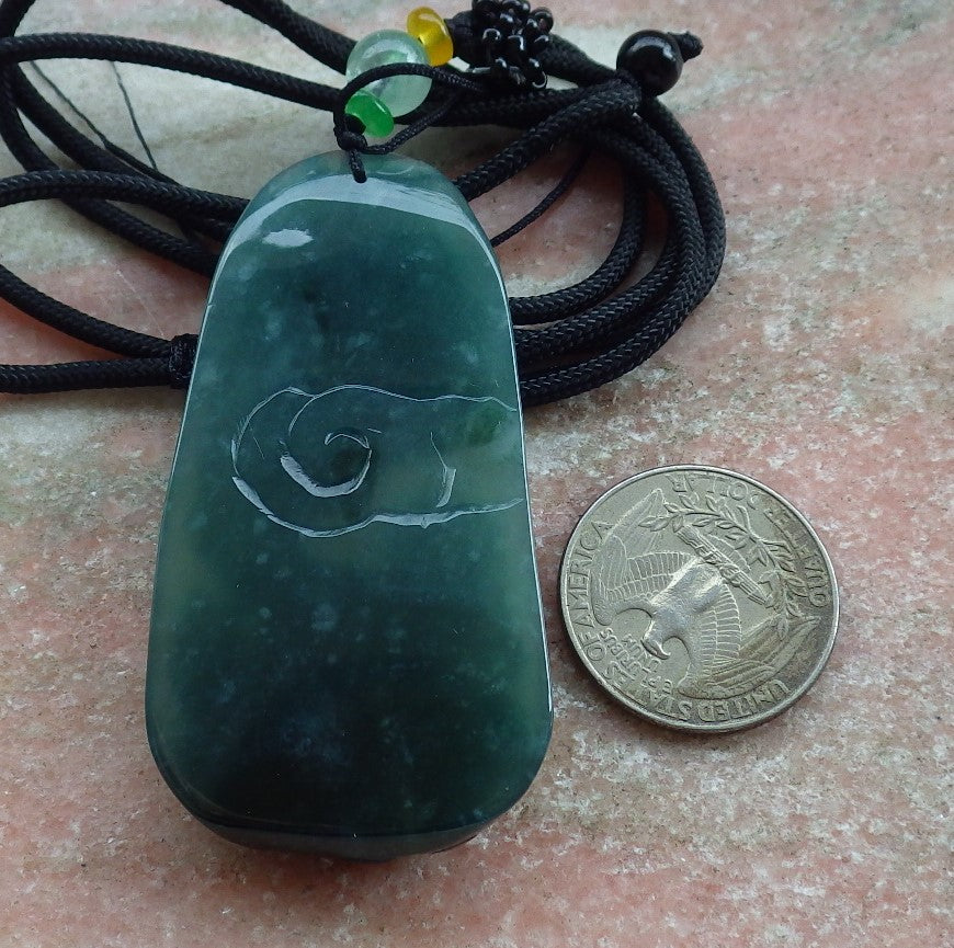 Atestita Glacia Blua Akvo Verda Birmo 100% Natura A Jadejadeita Pendanta Drako-Perlo-Koliero 生意兴隆 631384 TN