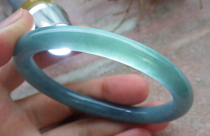 Certified Icy Green Burma 100% Natural A JADE Jadeite Circle Bangle Bracelet 56 mm 手镯 631556 TN