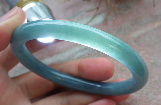 Certified Icy Green Burma 100% Natural A JADE Jadeite Circle Bangle Bracelet 56 mm 手镯 631556 TN
