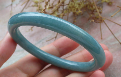 Certified Icy Green Burma 100% Natural A JADE Jadeite Circle Bangle Bracelet 56 mm 手镯 631556 TN