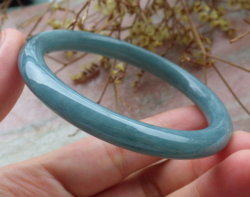 Certified Icy Green Burma 100% Natural A JADE Jadeite Circle Bangle Bracelet 56 mm 手镯 631556 TN