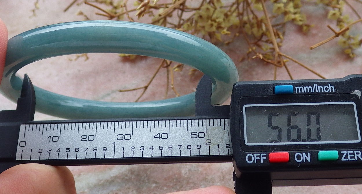 Certified Icy Green Burma 100% Natural A JADE Jadeite Circle Bangle Bracelet 56 mm 手镯 631556 TN