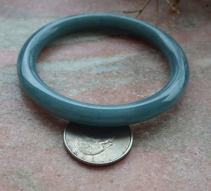 Certified Icy Green Burma 100% Natural A JADE Jadeite Circle Bangle Bracelet 56 mm 手镯 631556 TN