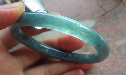 Certified Green Burma 100% Natural A JADE Jadeite Circle Bangle Bracelet 56 mm 手镯 634522  TN