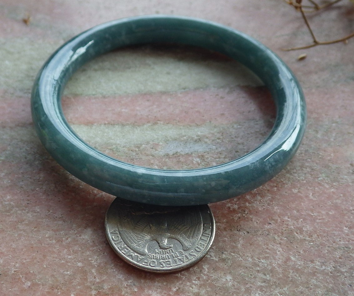 Certified Green Burma 100% Natural A JADE Jadeite Circle Bangle Bracelet 56 mm 手镯 634522  TN