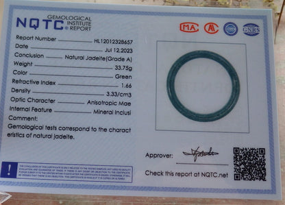 Certified Green Burma 100% Natural A JADE Jadeite Circle Bangle Bracelet 56 mm 手镯 634522  TN