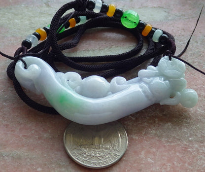 Certified Green Pale Lavender Burma 100% Natural A Jade jadeite Pendant Dragon Coin Bead Necklace 生意兴隆 634538  TN