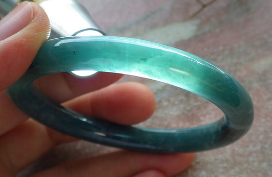 Certified Icy Green Burma 100% Natural A JADE Jadeite Circle Bangle Bracelet 55 mm 手镯 634564  TN