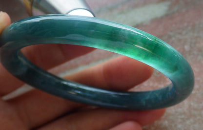 Certified Icy Green Burma 100% Natural A JADE Jadeite Circle Bangle Bracelet 55 mm 手镯 634564  TN