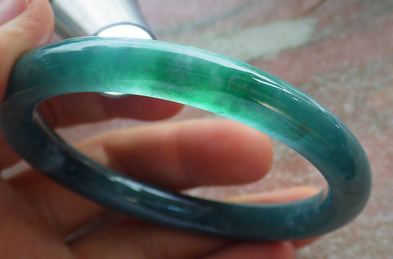 Certified Icy Green Burma 100% Natural A JADE Jadeite Circle Bangle Bracelet 55 mm 手镯 634564  TN