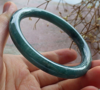 Certified Icy Green Burma 100% Natural A JADE Jadeite Circle Bangle Bracelet 55 mm 手镯 634564  TN