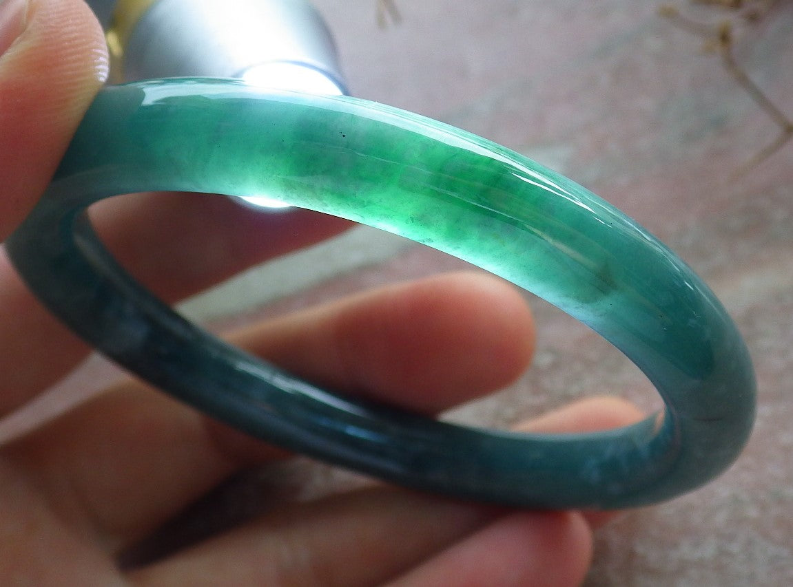 Certified Icy Green Burma 100% Natural A JADE Jadeite Circle Bangle Bracelet 55 mm 手镯 634564  TN