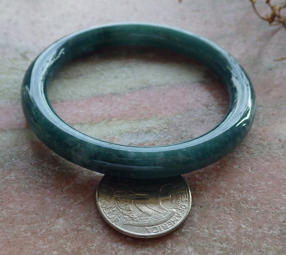 Certified Icy Green Burma 100% Natural A JADE Jadeite Circle Bangle Bracelet 55 mm 手镯 634564  TN