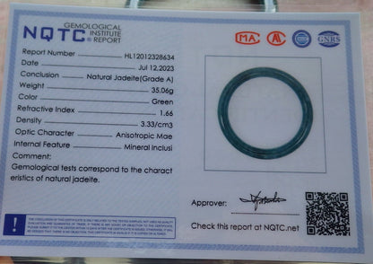 Certified Icy Green Burma 100% Natural A JADE Jadeite Circle Bangle Bracelet 55 mm 手镯 634564  TN