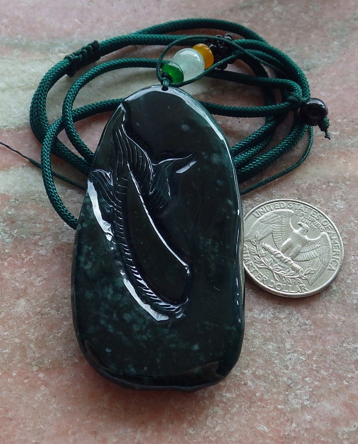 Certified Icy Green Burma 100% Natural A Jade jadeite Pendant Dragon Bead Necklace 生意兴隆 634587  TN