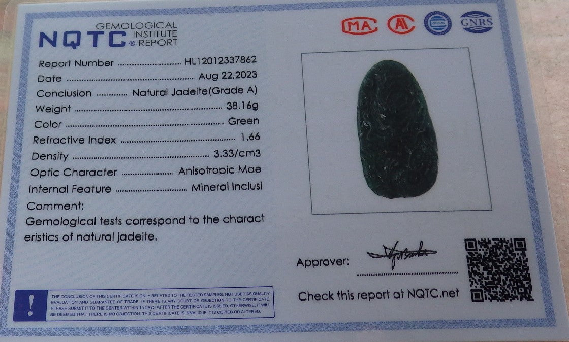 Certified Icy Green Burma 100% Natural A Jade jadeite Pendant Dragon Bead Necklace 生意兴隆 634587  TN