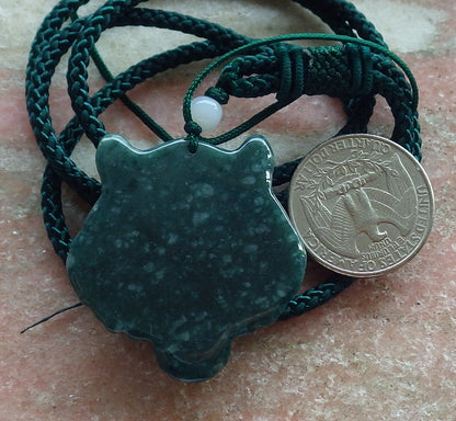 Certified Icy Green Burma 100% Natural A Jade jadeite Pendant Tiger Head Necklace 虎虎生威 634613  TN