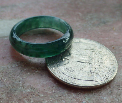 Certified Icy Green Burma 100% Natural A JADE Jadeite Circle RING USA. 7.25 戒指 634671  TN
