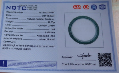 Certified Icy Green Burma 100% Natural A JADE Jadeite Ruyi Coin Longevity Bangle Bracelet 55 mm 手镯 634701   TN