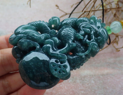 Atestita Glacia Verda Birmo 100% Natura A Jadejadeito Penda Drako-Perlo-Koliero 生意兴隆 634827 TN