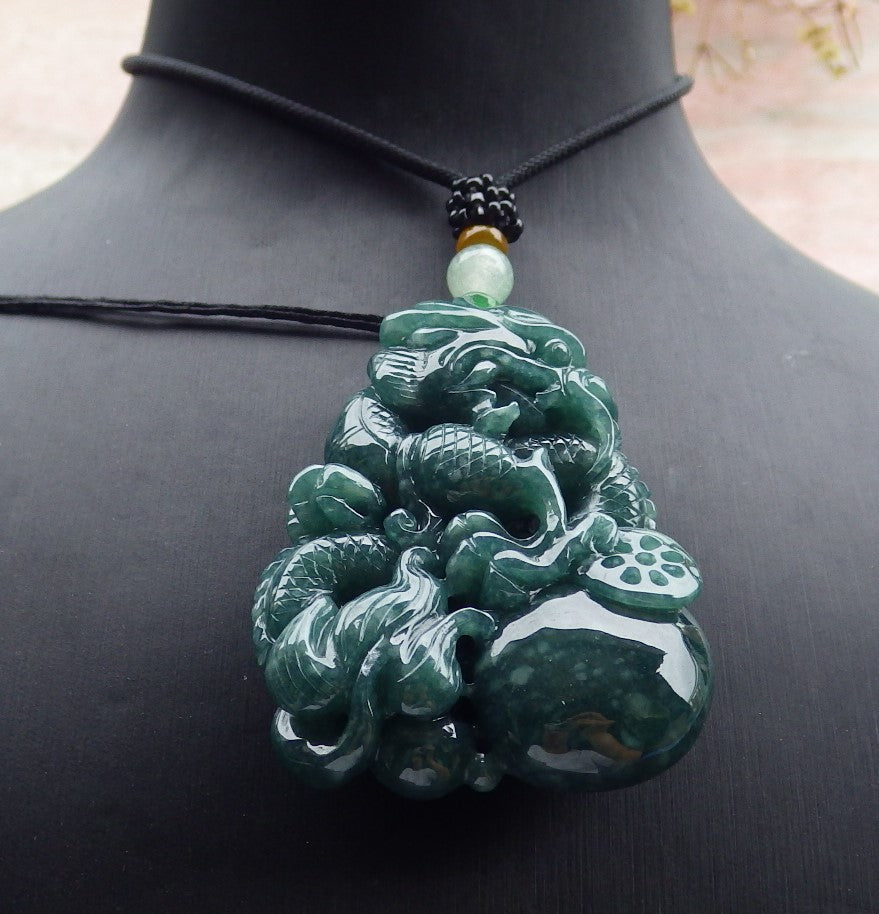 Atestita Glacia Verda Birmo 100% Natura A Jadejadeito Penda Drako-Perlo-Koliero 生意兴隆 634827 TN