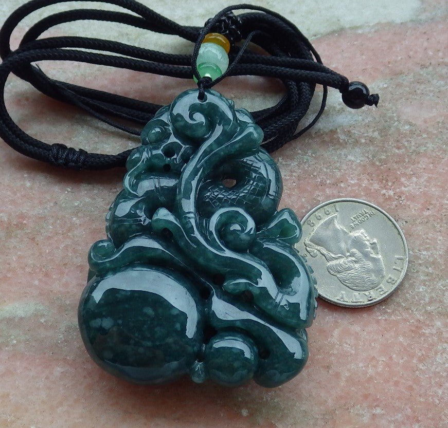 Atestita Glacia Verda Birmo 100% Natura A Jadejadeito Penda Drako-Perlo-Koliero 生意兴隆 634827 TN