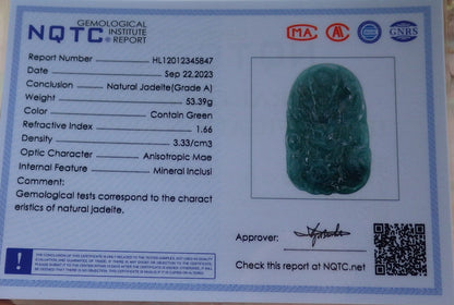 Atestita Glacia Verda Birmo 100% Natura A Jadejadeita Pendanta Drako-Perlo-Koliero 生意兴隆 634871 TN