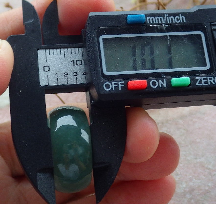 Certified Icy Green Burma 100% Natural A JADE Jadeite Circle RING USA. 7.5 戒指 634886  TN