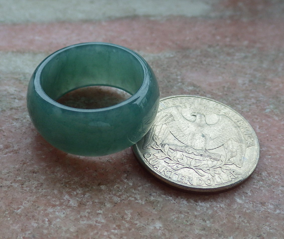 Certified Icy Green Burma 100% Natural A JADE Jadeite Circle RING USA. 7.5 戒指 634886  TN