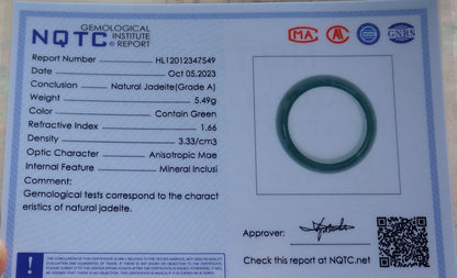 Certified Icy Green Burma 100% Natural A JADE Jadeite Circle RING USA. 7.5 戒指 634886  TN