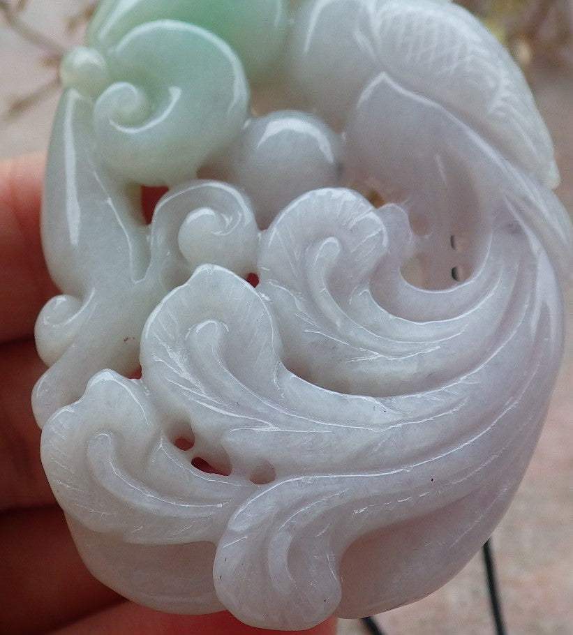 Atestita Verda Pala Lavenda Birmo 100% Natura A Jadejadeita pendanta Phoenix Ruyi Necklace 凤凰 634963 TN