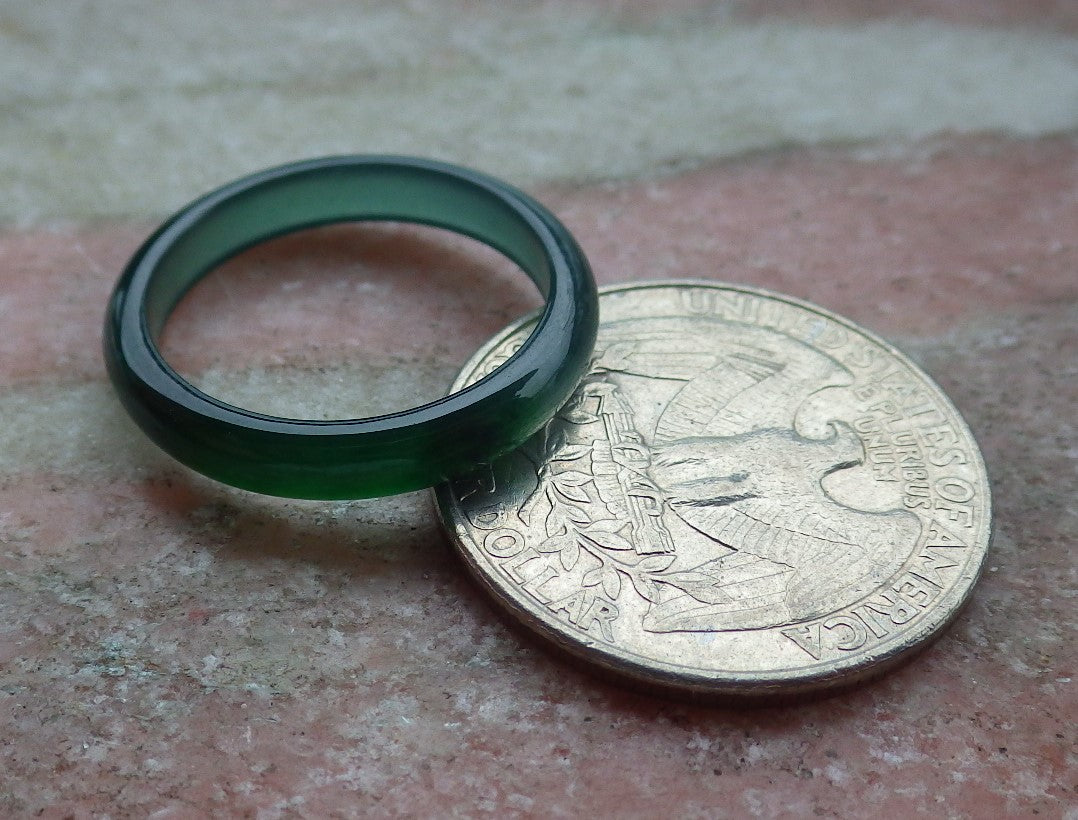 Certified Icy Green Burma 100% Natural A JADE Jadeite Circle RING USA. 7.25 戒指 635011  TN