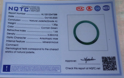 Certified Icy Green Burma 100% Natural A JADE Jadeite Circle RING USA. 7.25 戒指 635011  TN