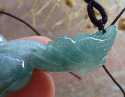 Atestita Glacia Verda Birmo 100% Natura A Jadejadeito pendanta Fenikso Birdo-Persika Koliero 637074 TN