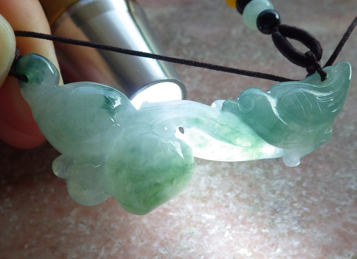 Atestita Glacia Verda Birmo 100% Natura A Jadejadeito pendanta Fenikso Birdo-Persika Koliero 637074 TN