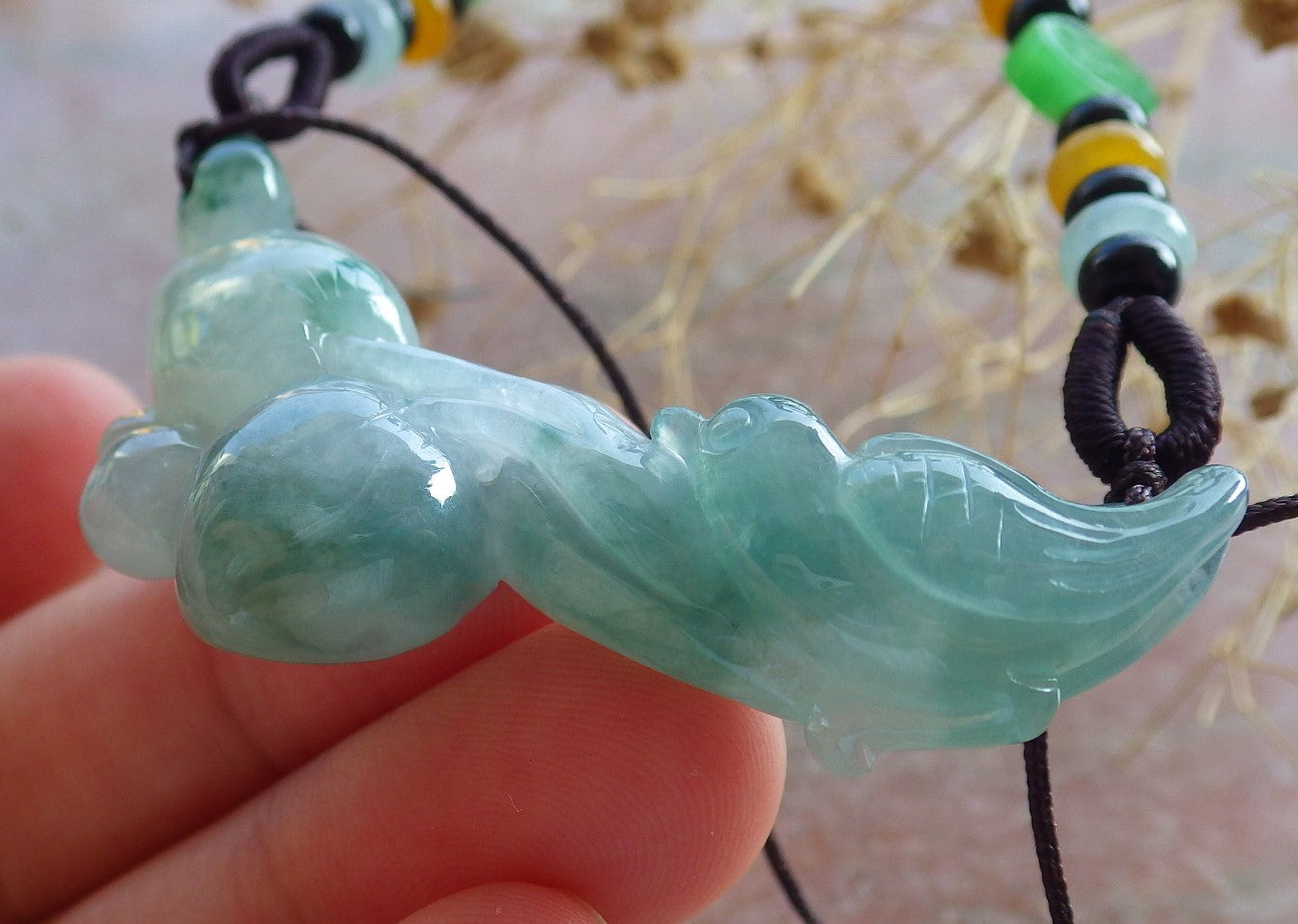 Atestita Glacia Verda Birmo 100% Natura A Jadejadeito pendanta Fenikso Birdo-Persika Koliero 637074 TN