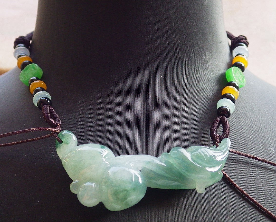 Atestita Glacia Verda Birmo 100% Natura A Jadejadeito pendanta Fenikso Birdo-Persika Koliero 637074 TN