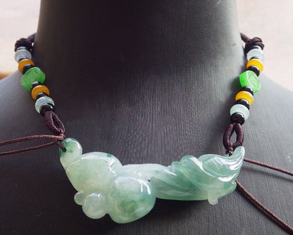 Atestita Glacia Verda Birmo 100% Natura A Jadejadeito pendanta Fenikso Birdo-Persika Koliero 637074 TN